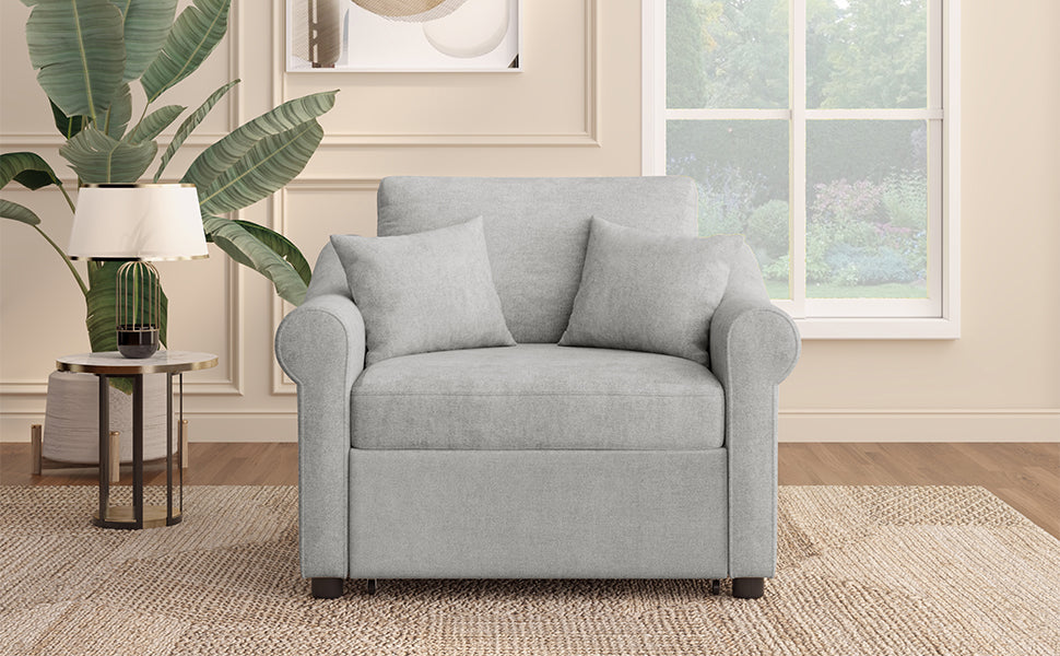 Chenille Convertible Sleeper Chair with Adjustable Backrest