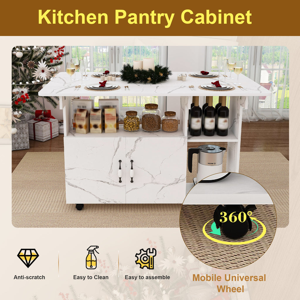 Multi-Functional Folding Table with Storage Shelves and Wheels