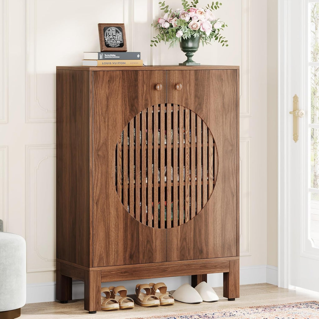 28.74" Farmhouse Brown Shoe Cabinet