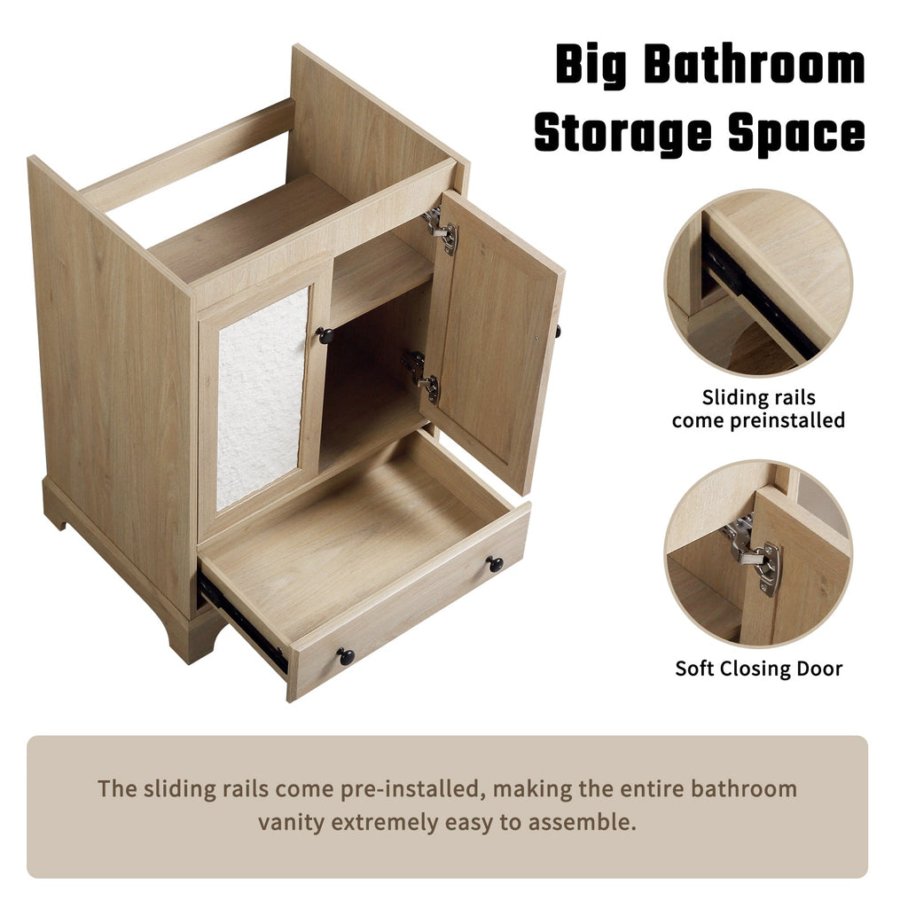 Wooden Bathroom Vanity Sink Base Cabinet - 24" Width