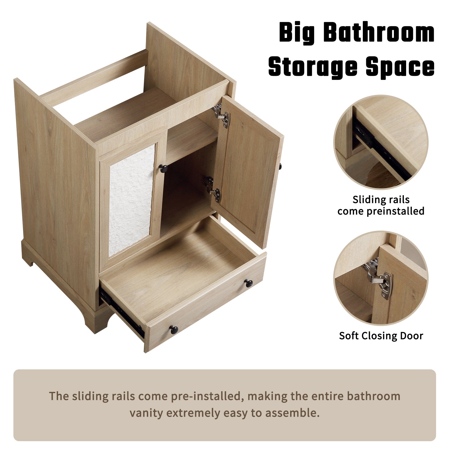 Modern Bathroom Vanity with Ceramic Basin and Drawer