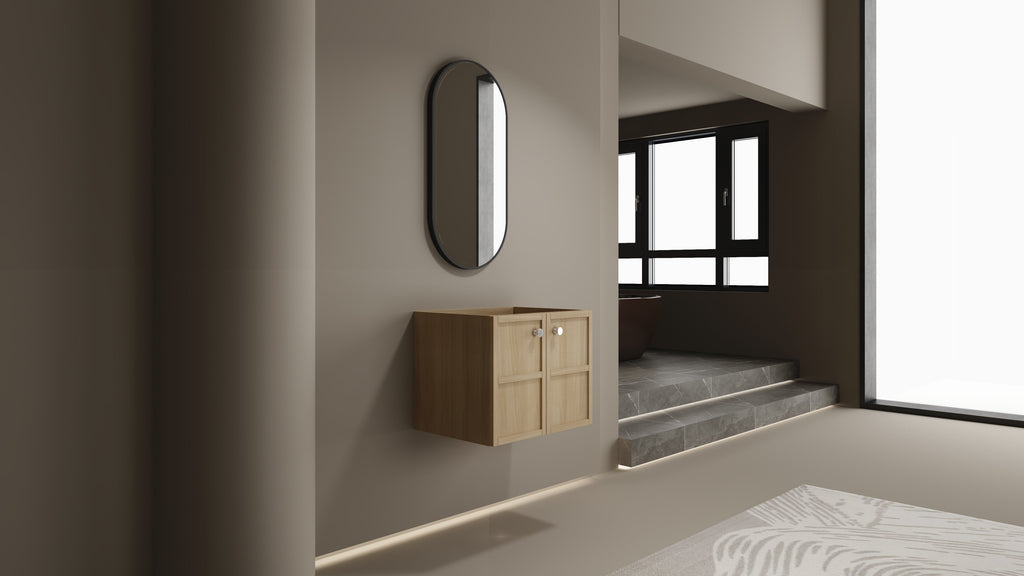 24" Wall-Mounted Bathroom Vanity, 2-Soft Closing Door