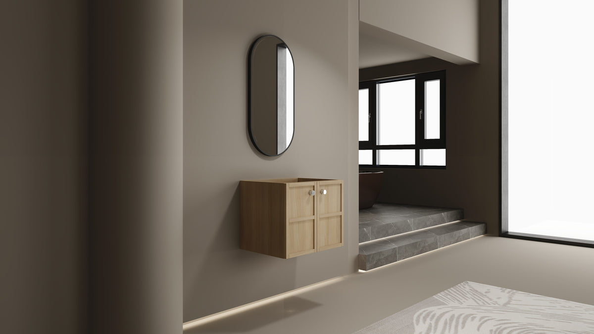 24" Wall-Mounted Bathroom Vanity, 2-Soft Closing Door