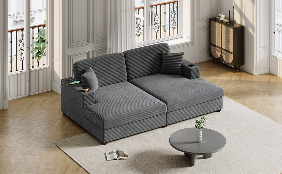 86.5" Oversized Loveseat Chaise Lounge Sectional Sofa Bed