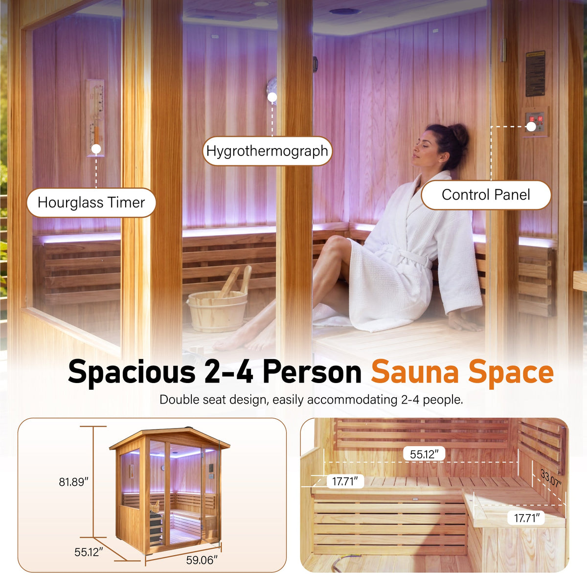 6000W Outdoor Traditional Steam Sauna With Fragrant Cedar Wood
