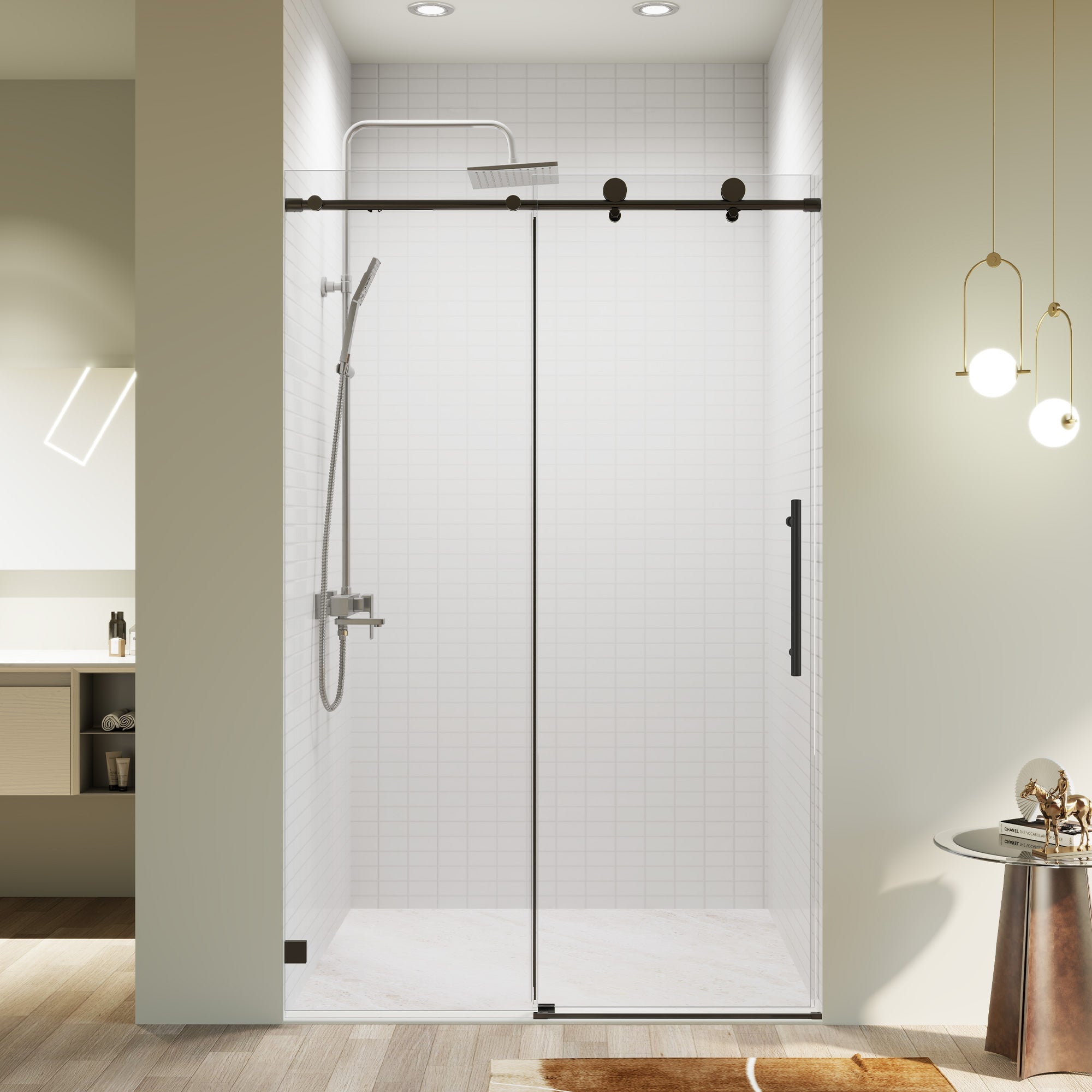 46-48" W * 76" H Frameless Single Sliding Shower Doors