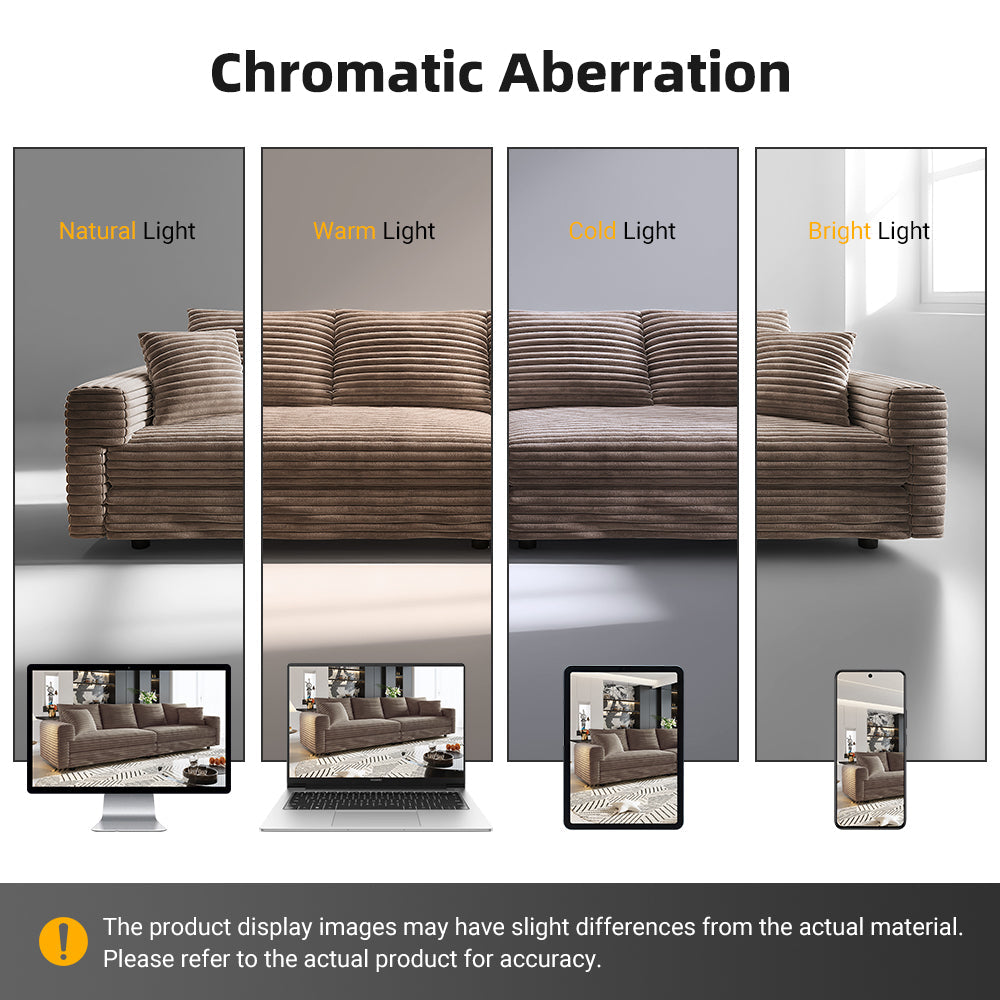 Plush Corduroy 4-Seat Sofa