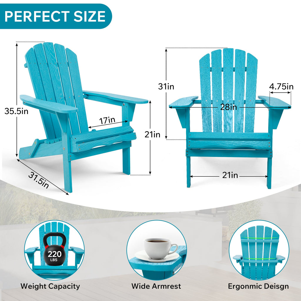 Embossed Wooden Outdoor Folding Adirondack Chair