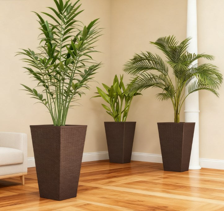 Outdoor Flower Plant Pots - Set of 3 Tall Planters