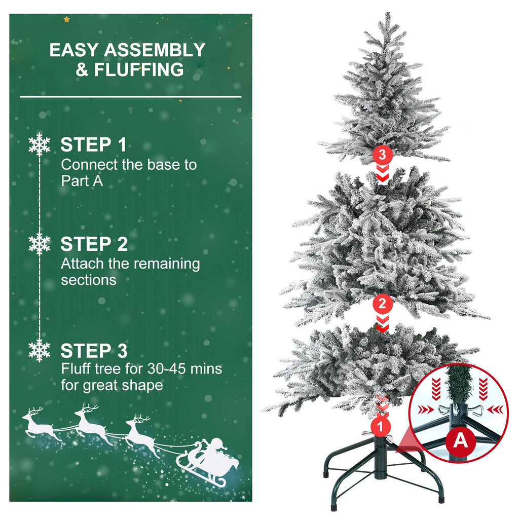 6FT PE+PVC Flocked Artificial Christmas Tree
