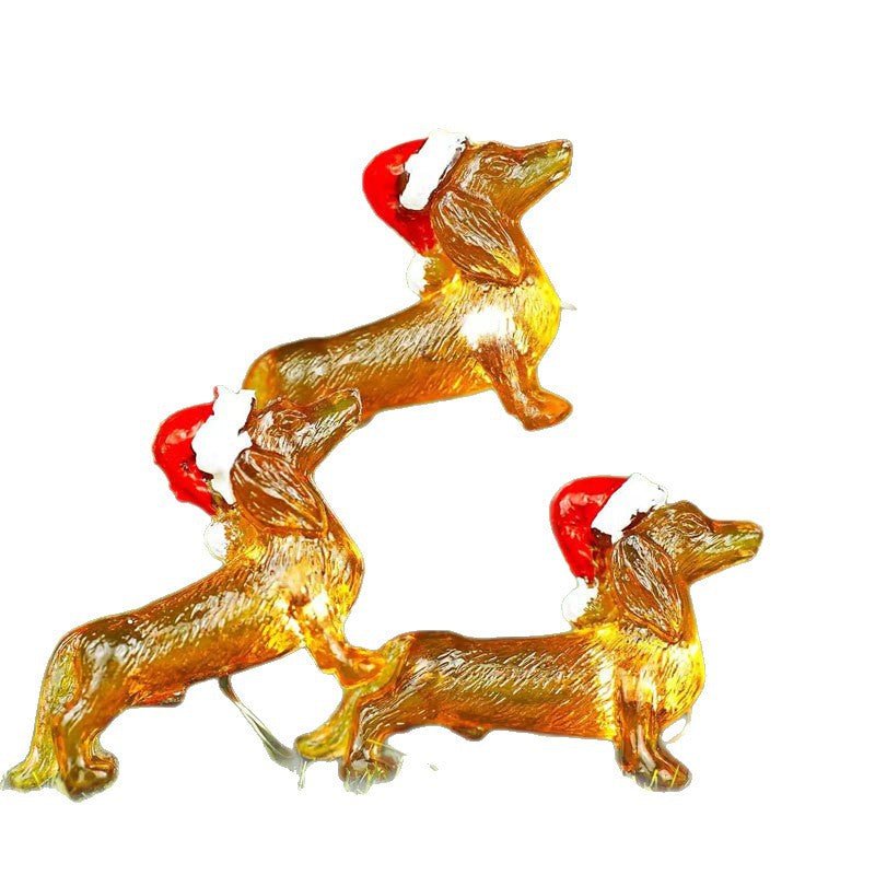 Dachshund Led Copper Wire Lamp Christmas Hat