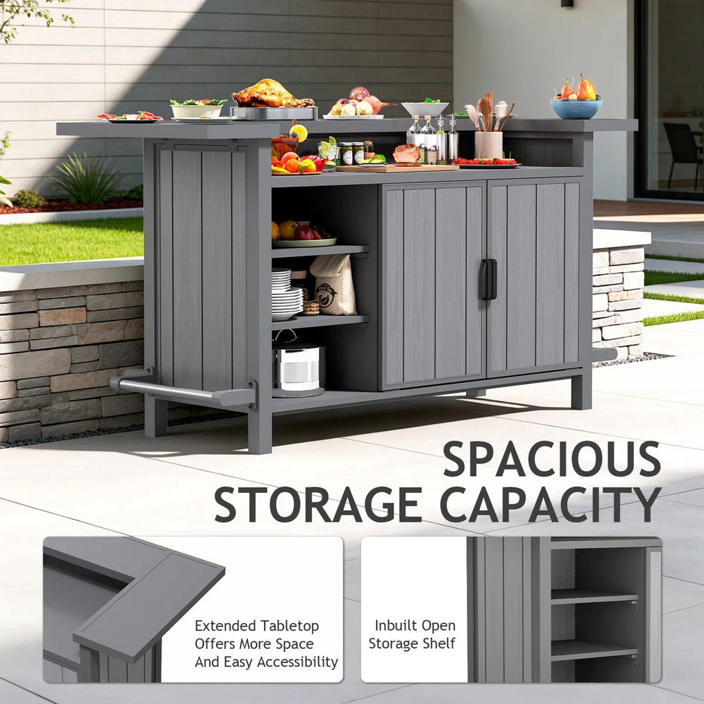 Outdoor Aluminum Grill Cart Resin Bar Cart
