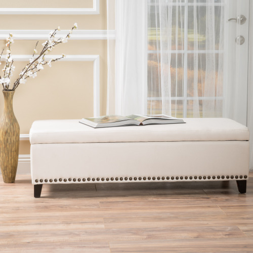 Stylish Tufted Storage Ottoman with Nailhead Trim
