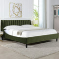 Aspen Vertical Tufted Headboard Platform Bed Set, King, Olive