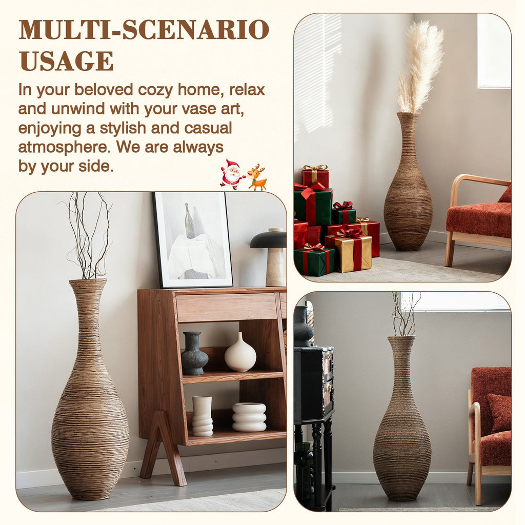Hand-Woven PVC Rattan Floor Vase – 39.37 Inch Tall Decorative Vase