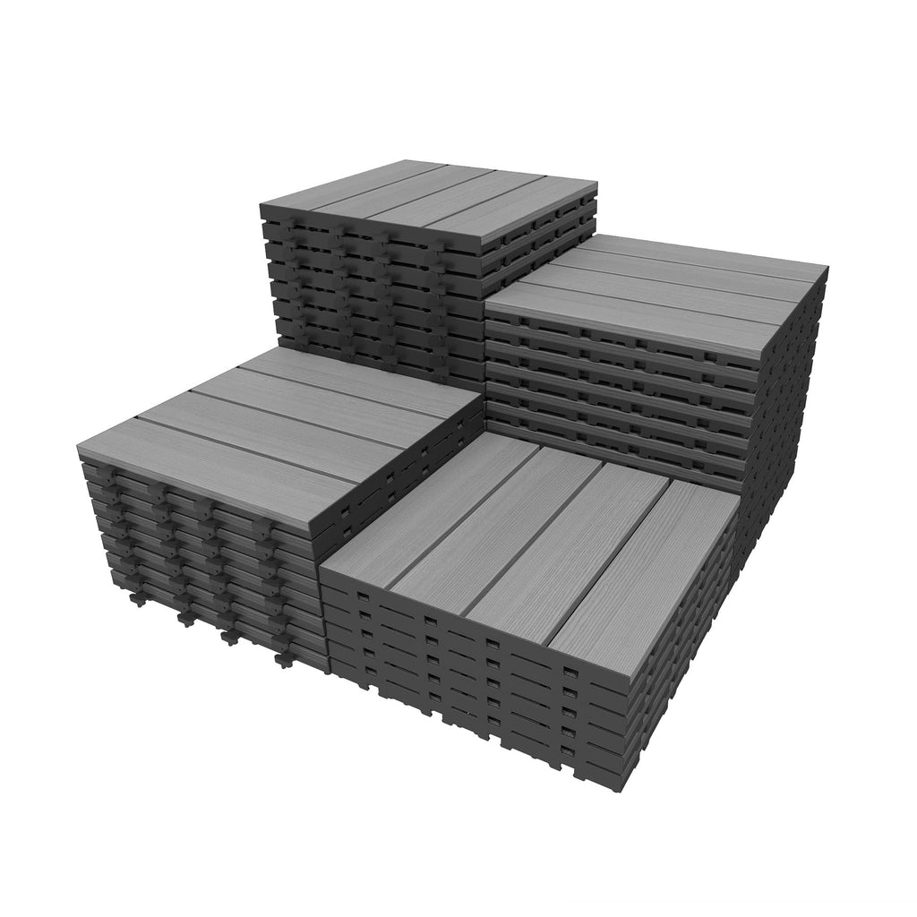 44 Pcs Interlocking Deck Tiles - HDPE Outdoor Flooring