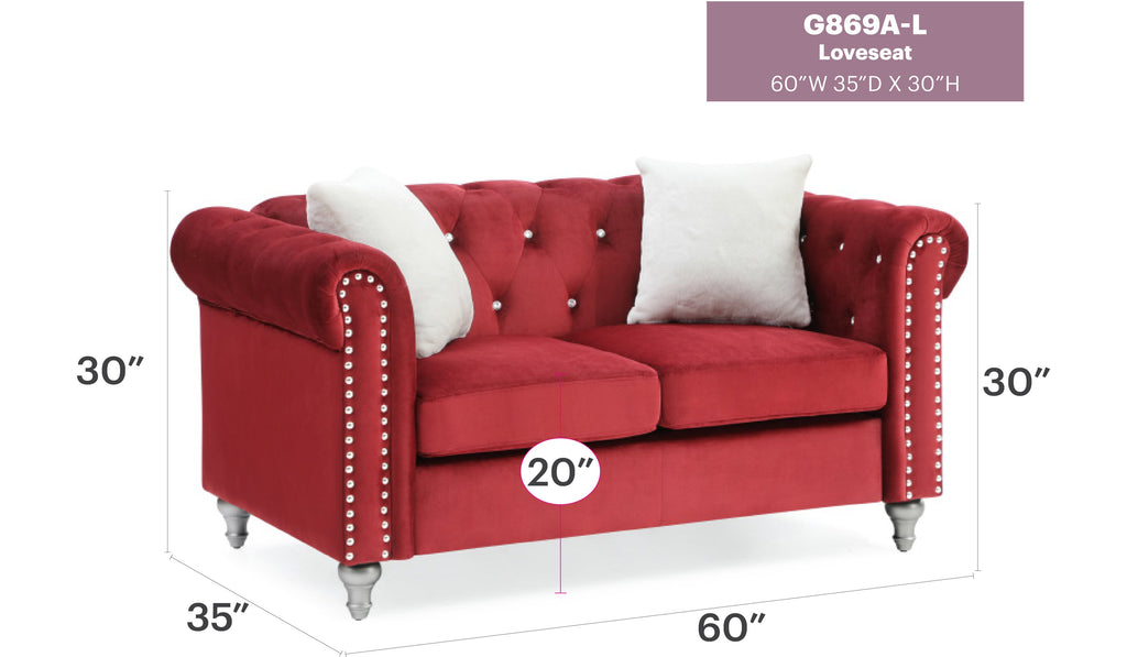 Stylish Burgundy Loveseat