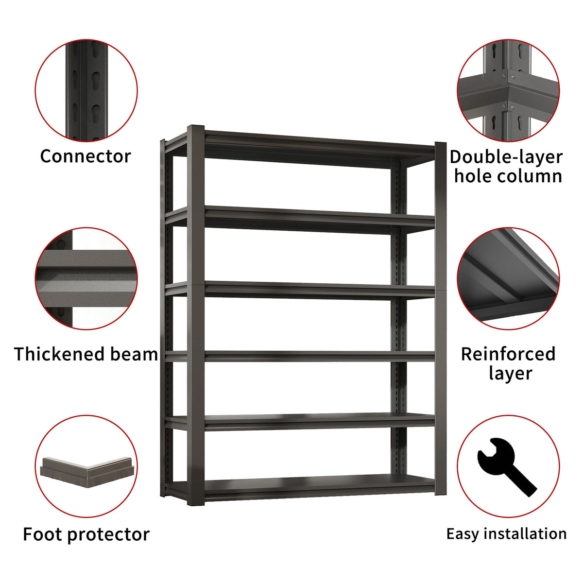 82"H 6 Tier Metal Shelves for Storage Garage Shelving