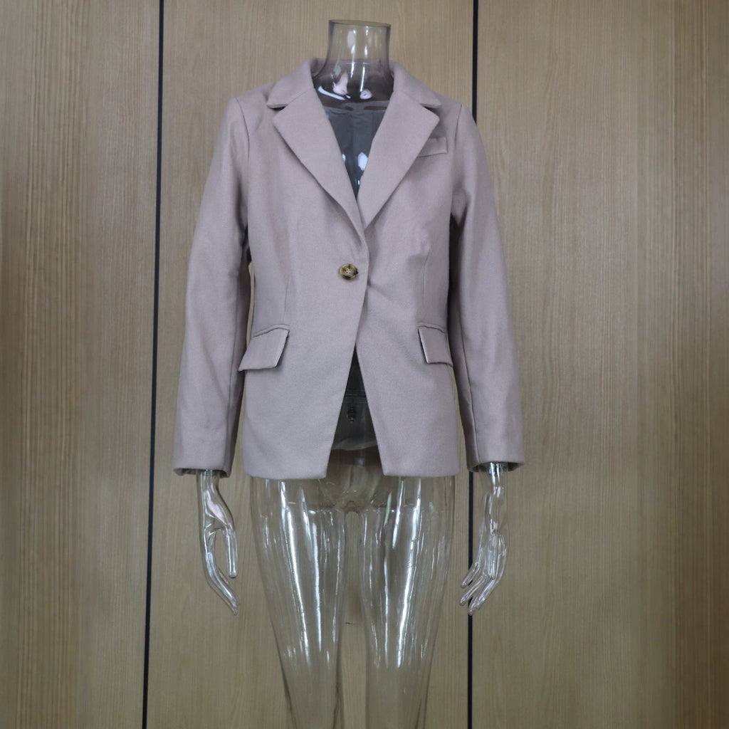 Womens Stylish And Elegant Solid-color Wool Blazer