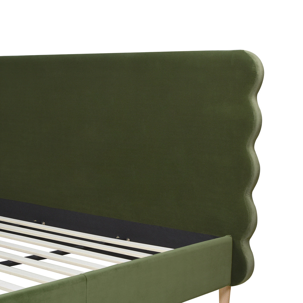 Stockholm Modern Wavy Headboard Platform Bed, King, Olive