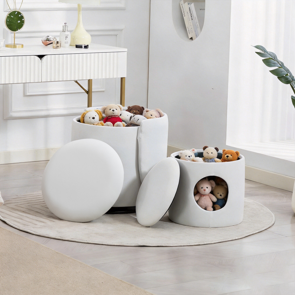 Stylish Upholstered Barrel Chair: 360° Swivel Vanity Stool