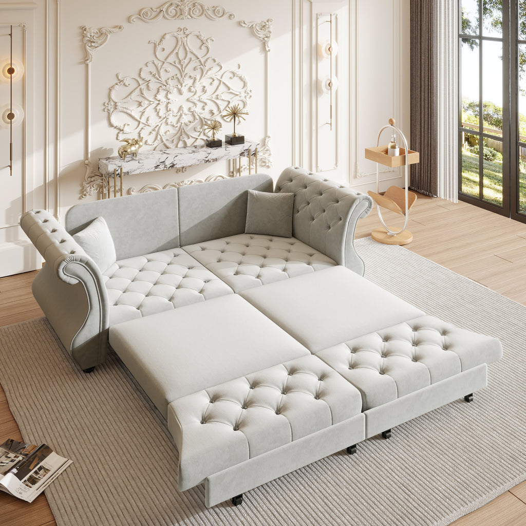 83.8" Oversized Chesterfield Pull Out Sofa Bed