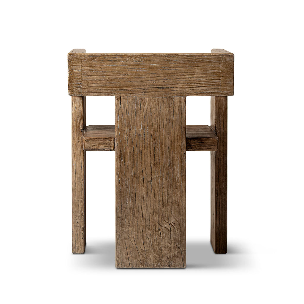 Avenel Solid Reclaimed Elm Sculptural Block Accent Chair