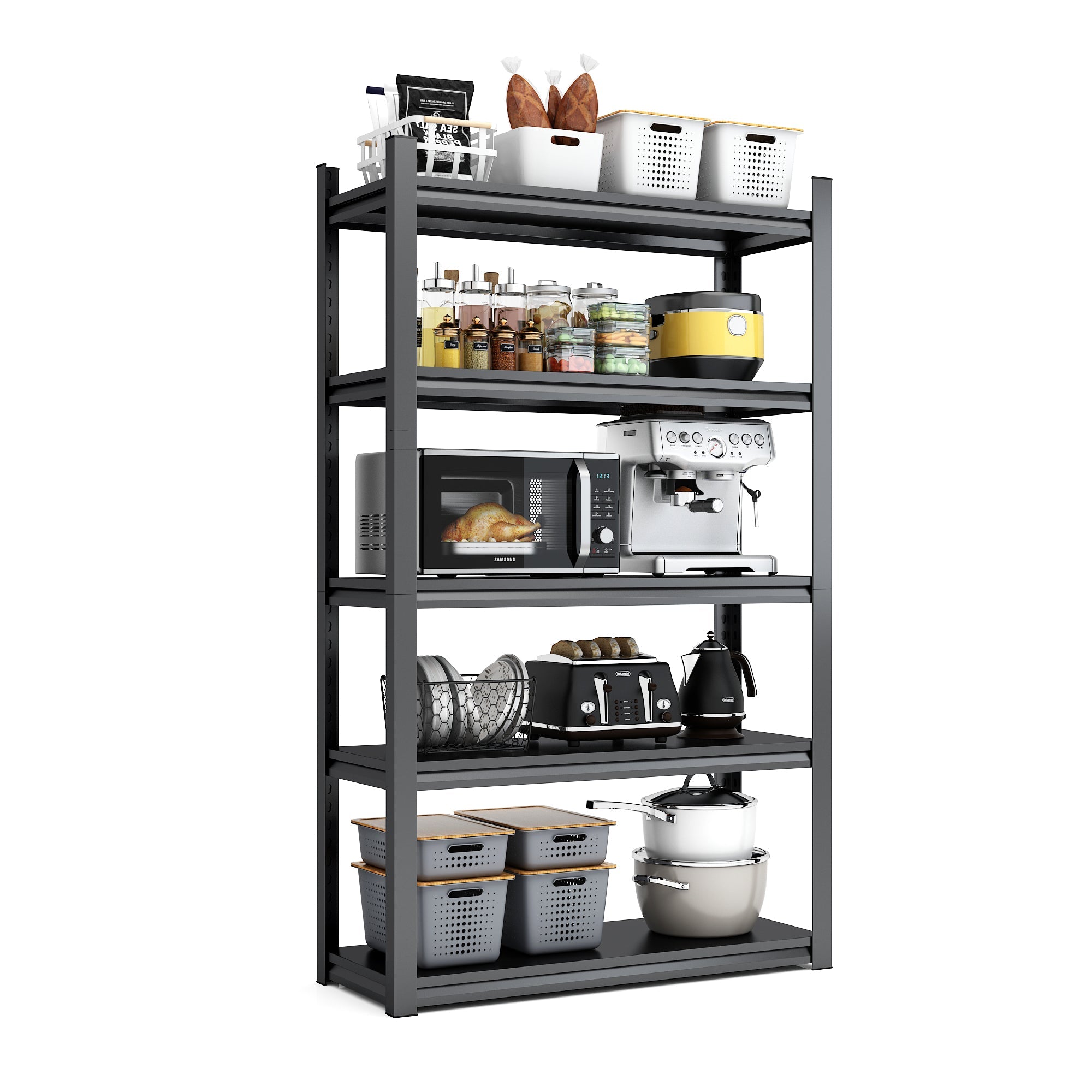 72"H 5 Tier Heavy Duty Metal Shelves