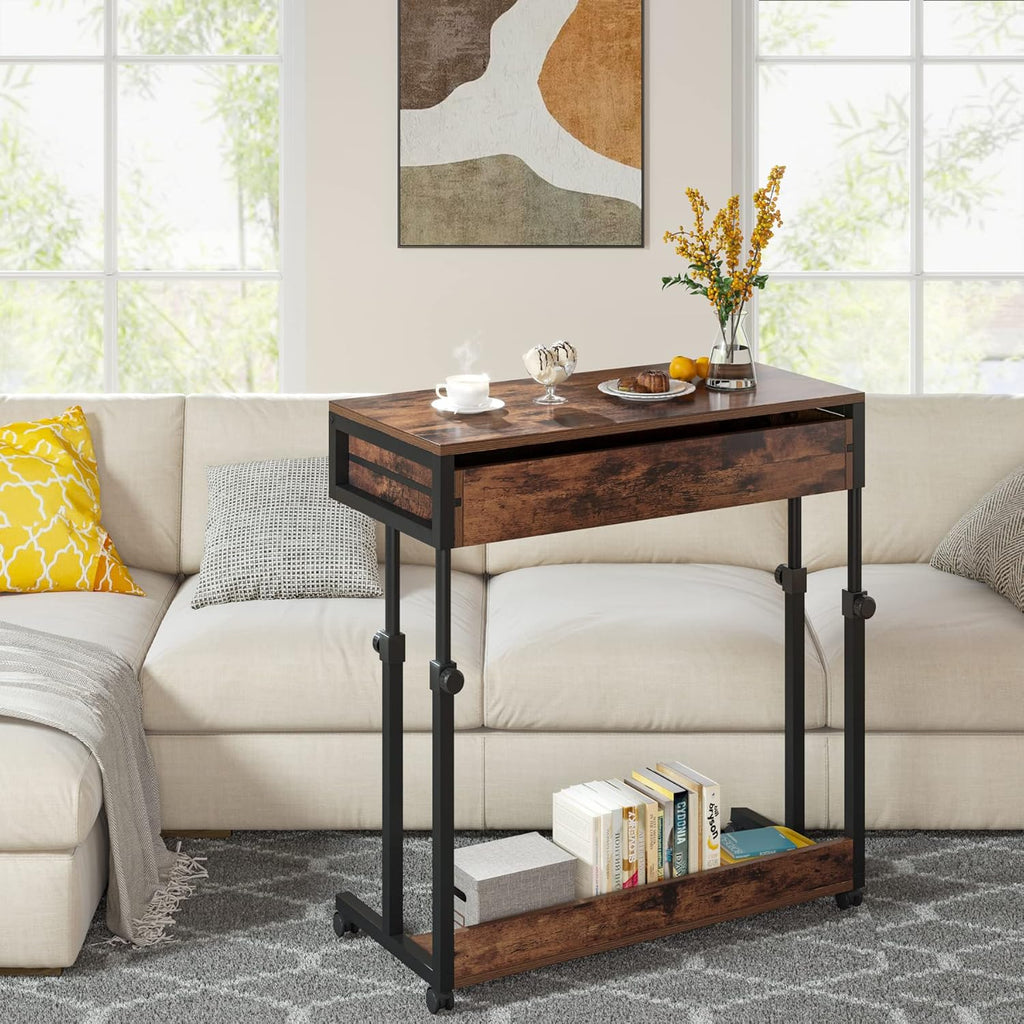Portable Laptop Desk with Drawer & Wheels
