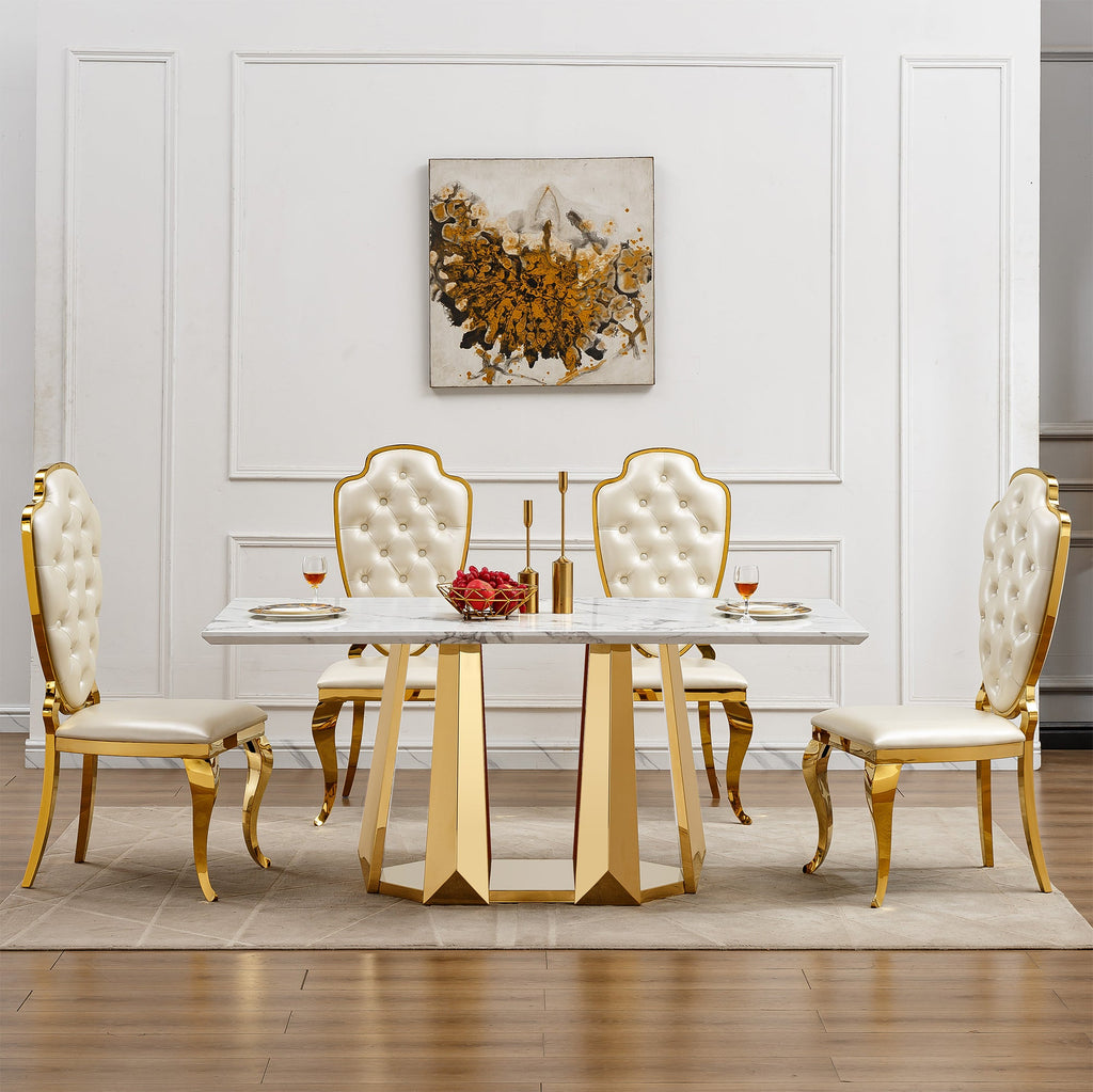 Marble Dining Table for 6 People
