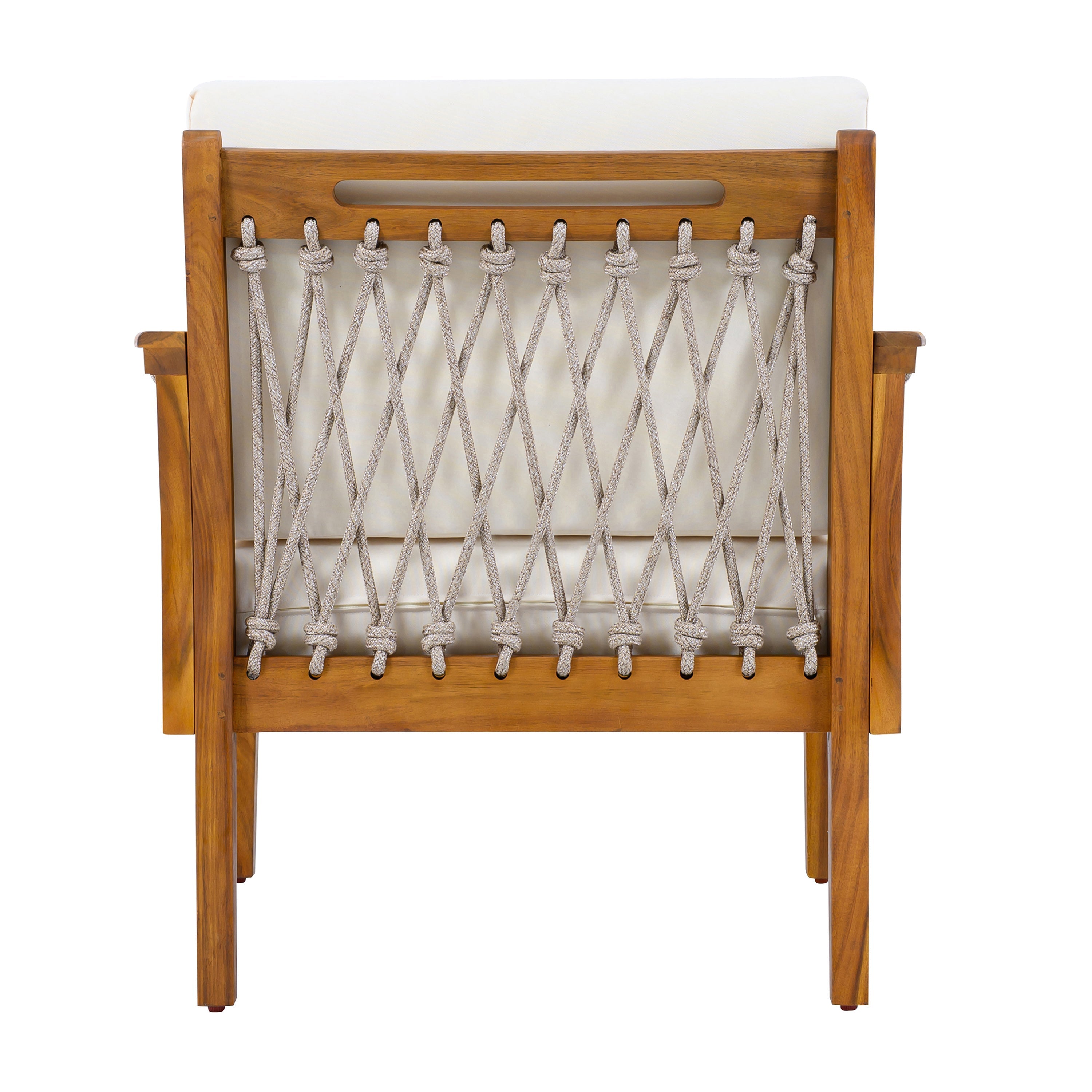 Outdoor Acacia Wood Club Chair with Handwoven Rope (Set of 2)