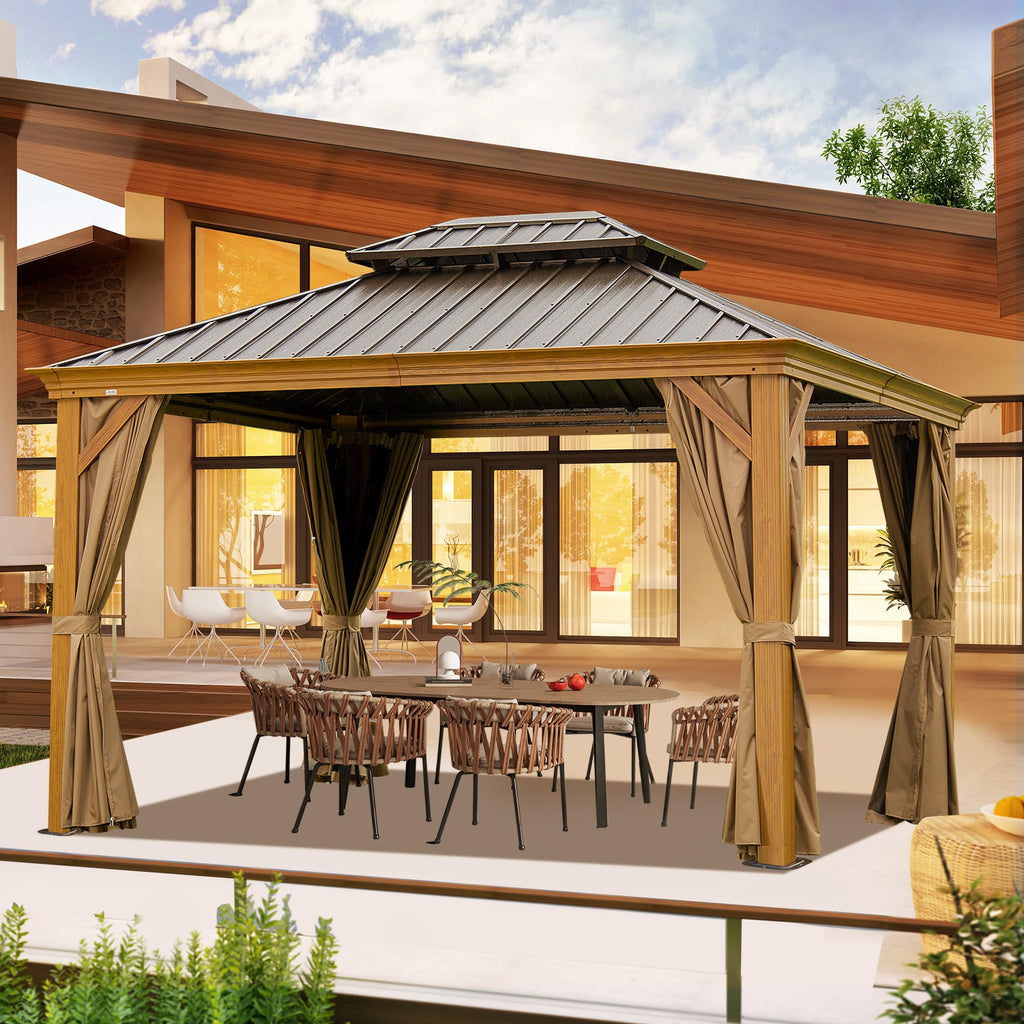10' X 14' Hardtop Gazebo Outdoor Metal Gazebo Canopy