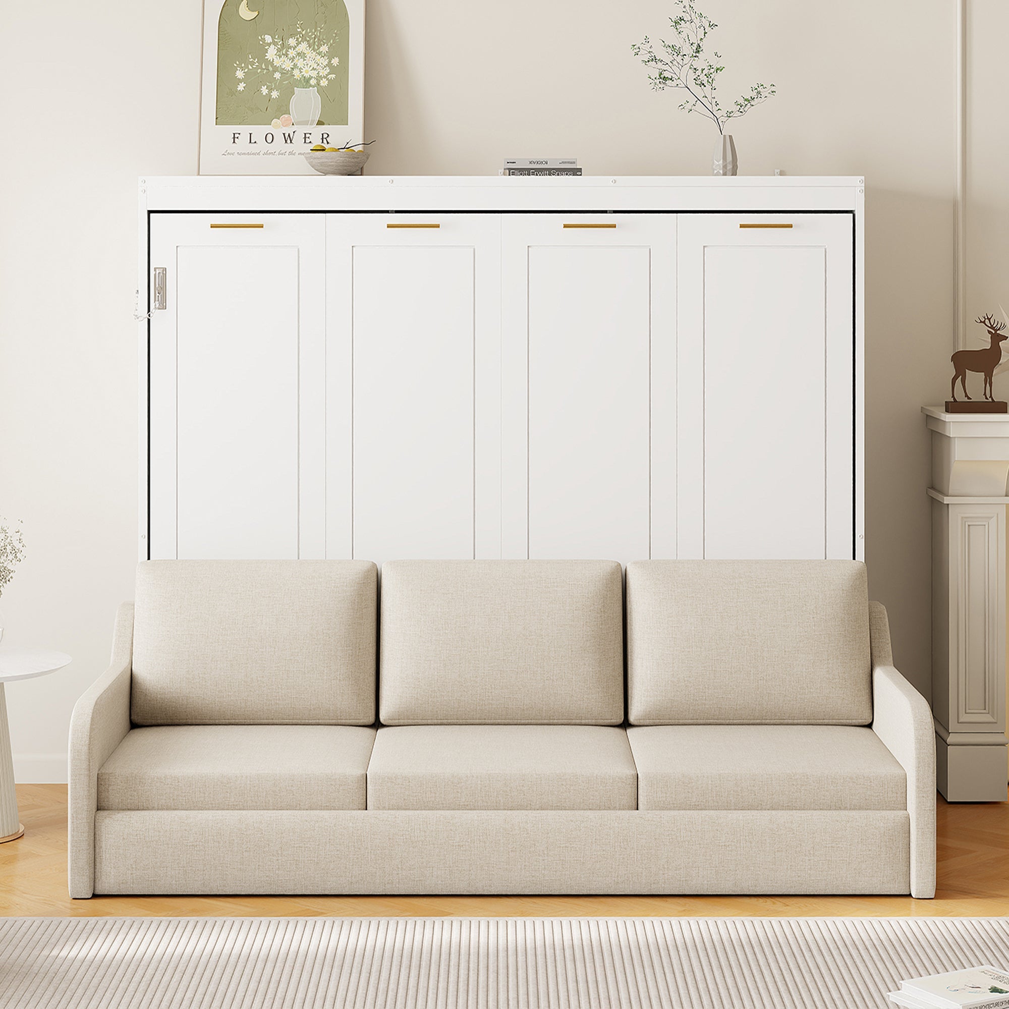 Full Size Murphy Cabinet Bed with Folding Sofa