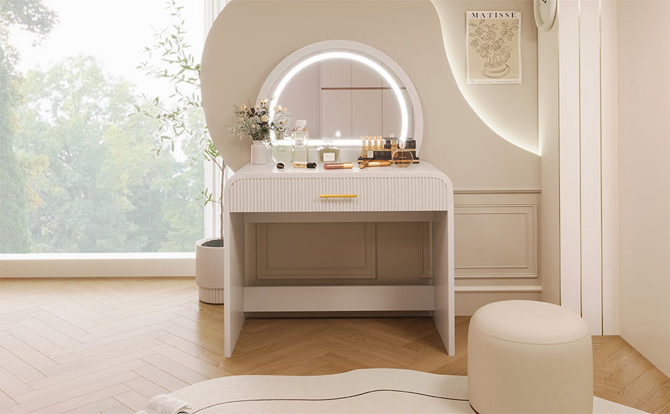 39" Makeup Vanity Table with Mirror Touch Screen Lighted Mirror