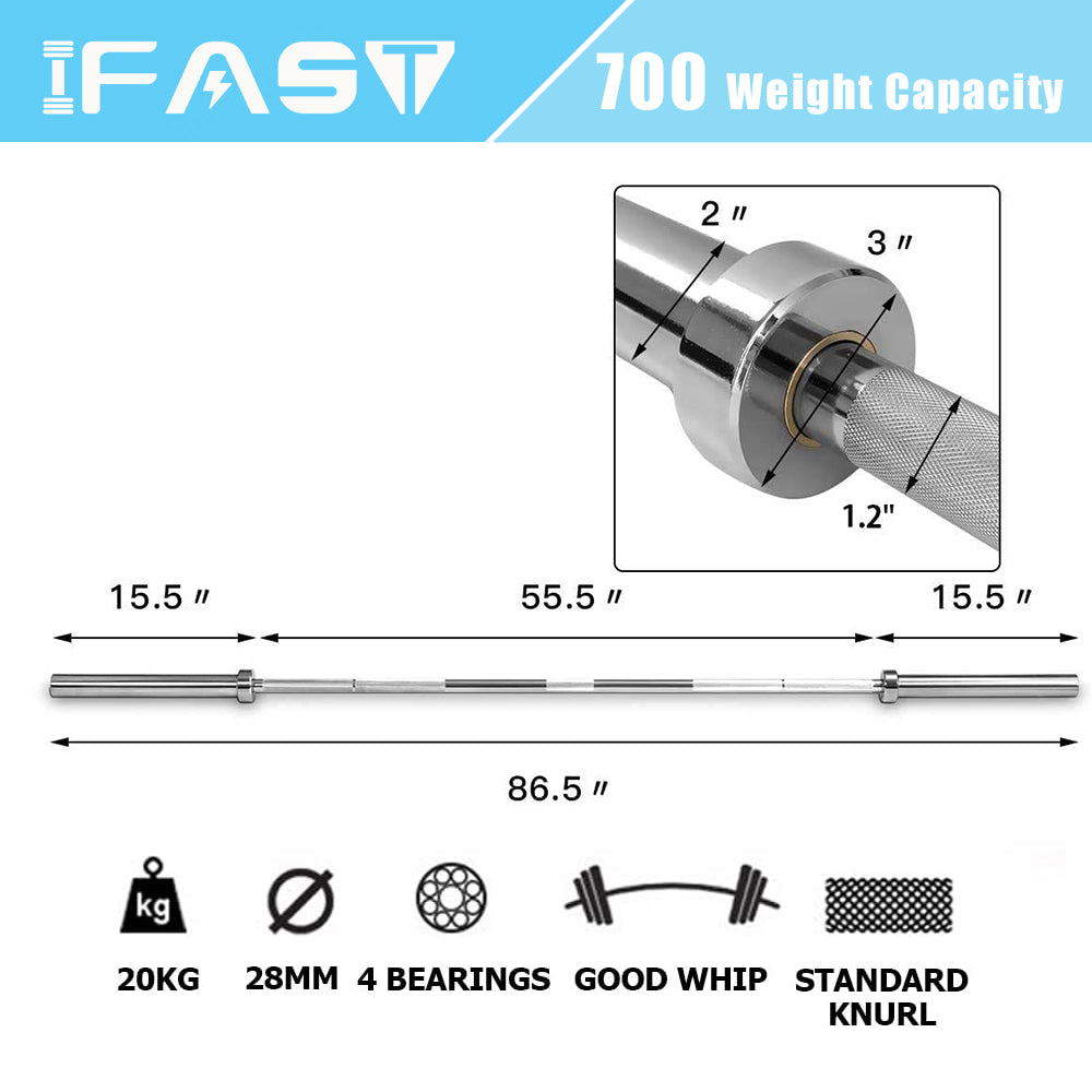 Solid Barbell Bar for 2" Olympic Plates