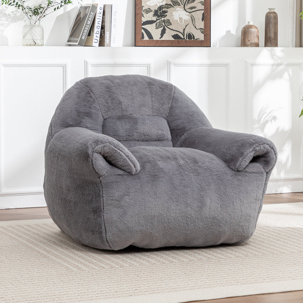 Comfy Faux Fur Bean Bag Chair with Back Support
