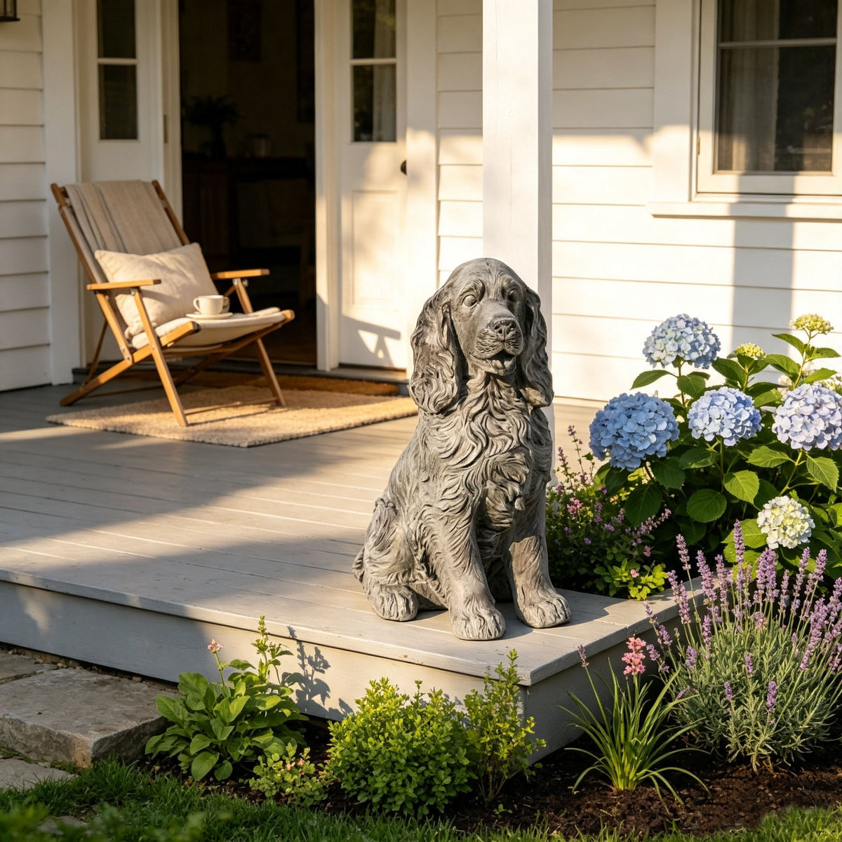 18'' Antique Finish Realistic Sitting Cocker Spaniel Dog Statue