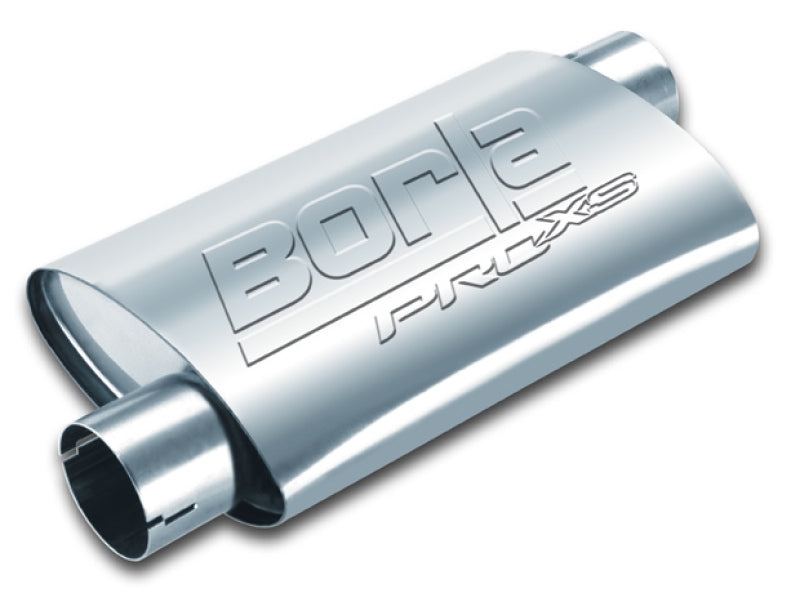 Borla Universal Pro-XS Muffler Oval 3in Inlet/Outlet Offset/Offset Notched Muffler 400491