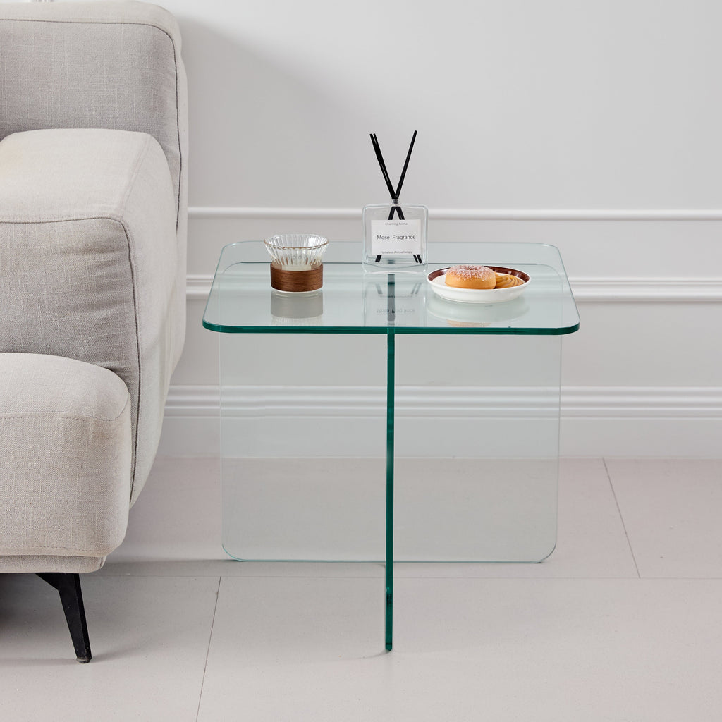 Tempered Clear Glass Side Table