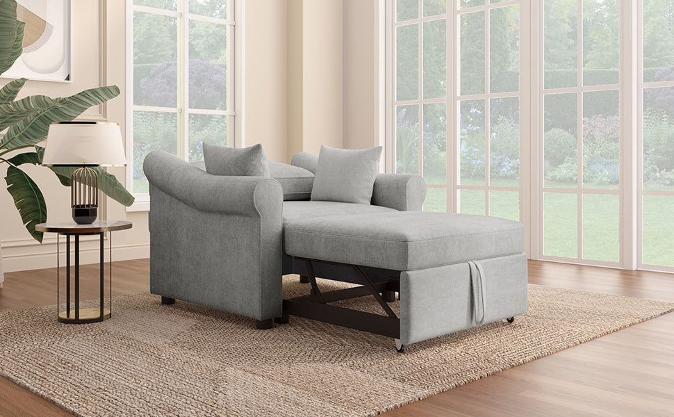 Chenille Convertible Sleeper Chair with Adjustable Backrest