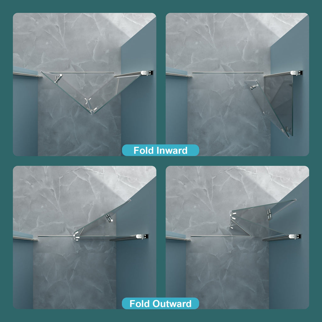 30"W x 72"H Fold Frameless Shower Door with Tempered Glass