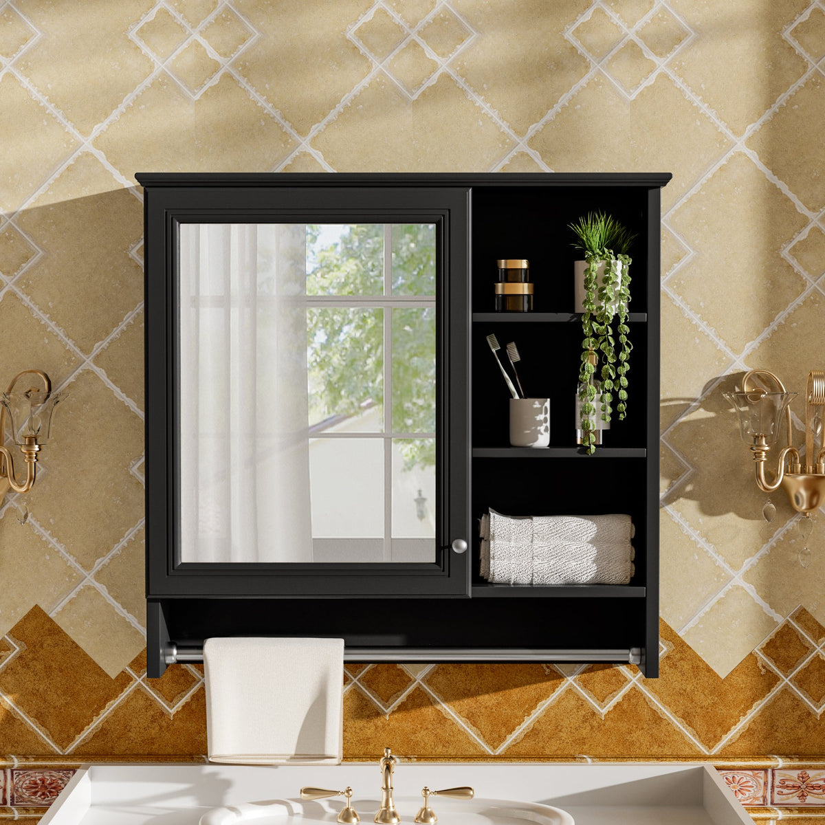 30 Inch Wall-Mount 2-in-1 Mirror Cabinet