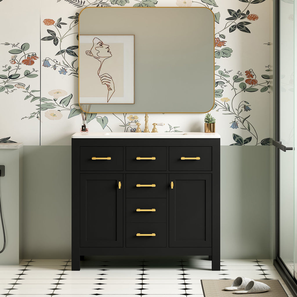 36'' Bathroom Vanity with Ceramic Sink Combo Set