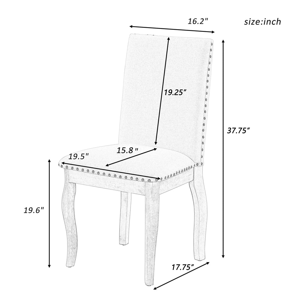 TREXM Set of 2 Dining Chairs with Nailhead in Espresso