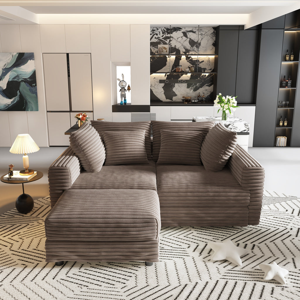 Plush Corduroy 4-Seat Sofa