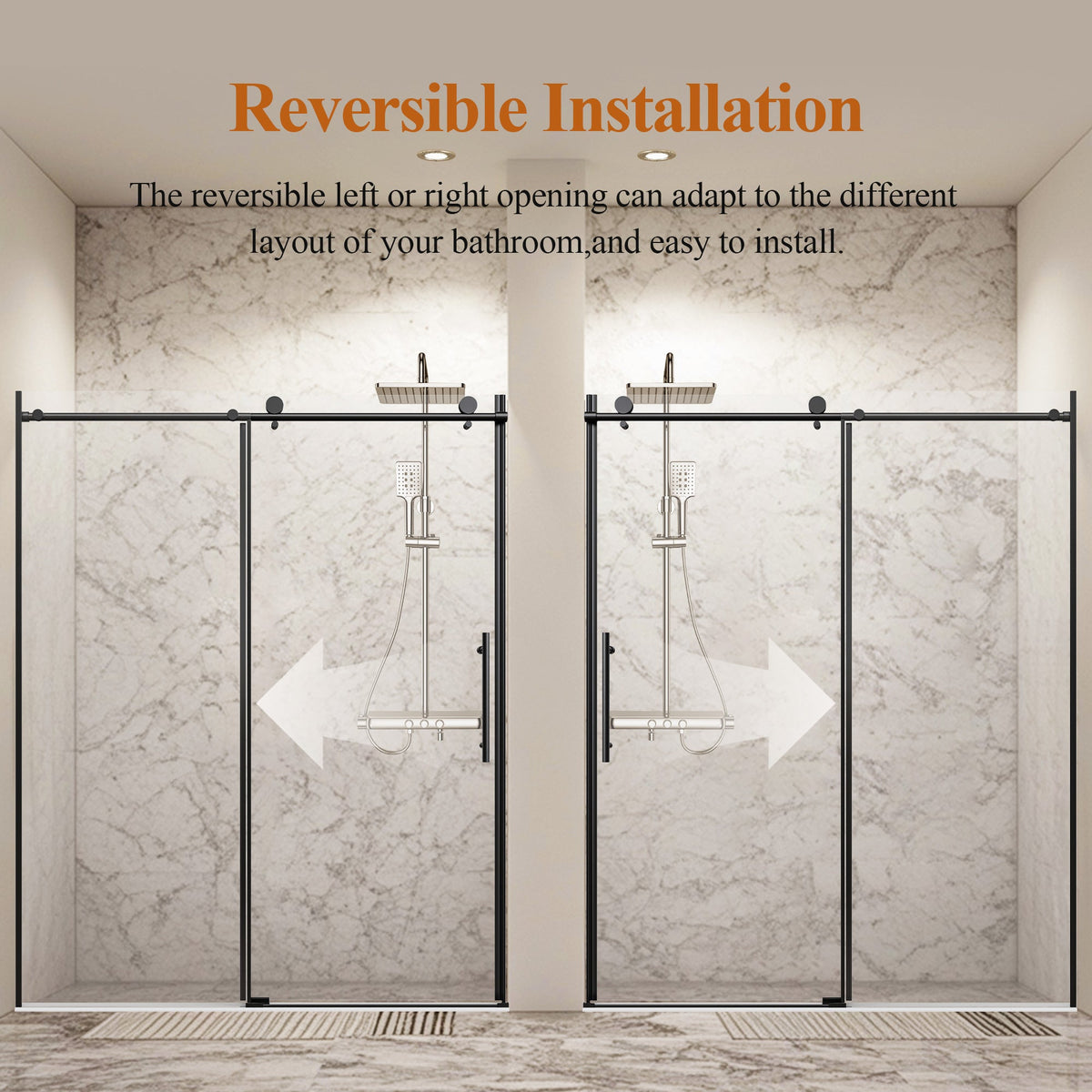 Frameless Stainless Steel Round Tube Single Sliding Shower Door