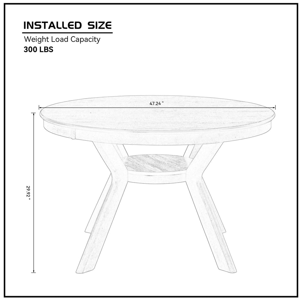 Modern 47.24'' Round Rubber Wood Dining Table