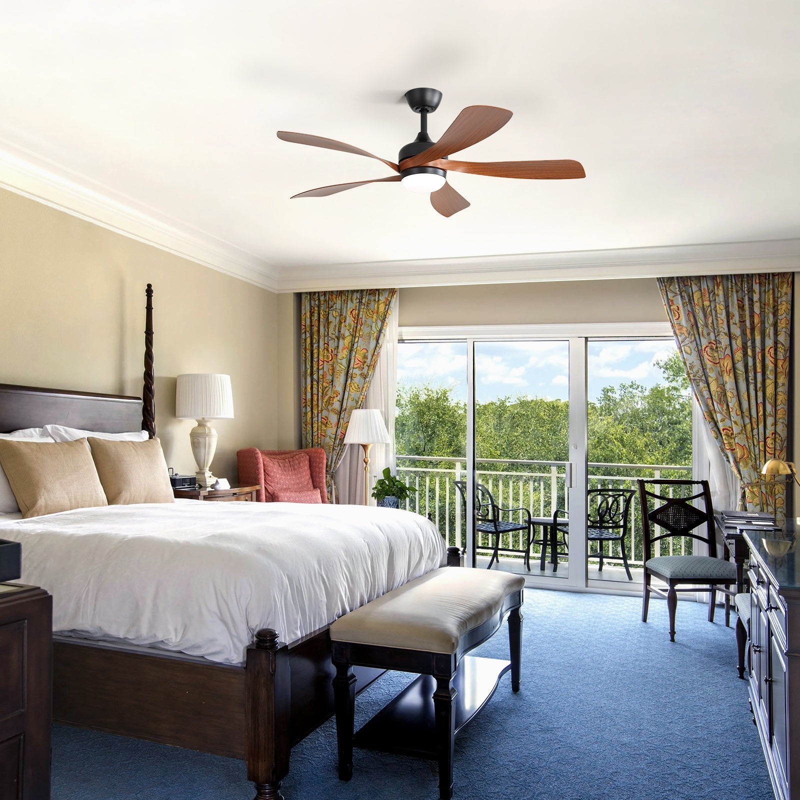 45 Inch Matte Ceiling Fan with LED Light