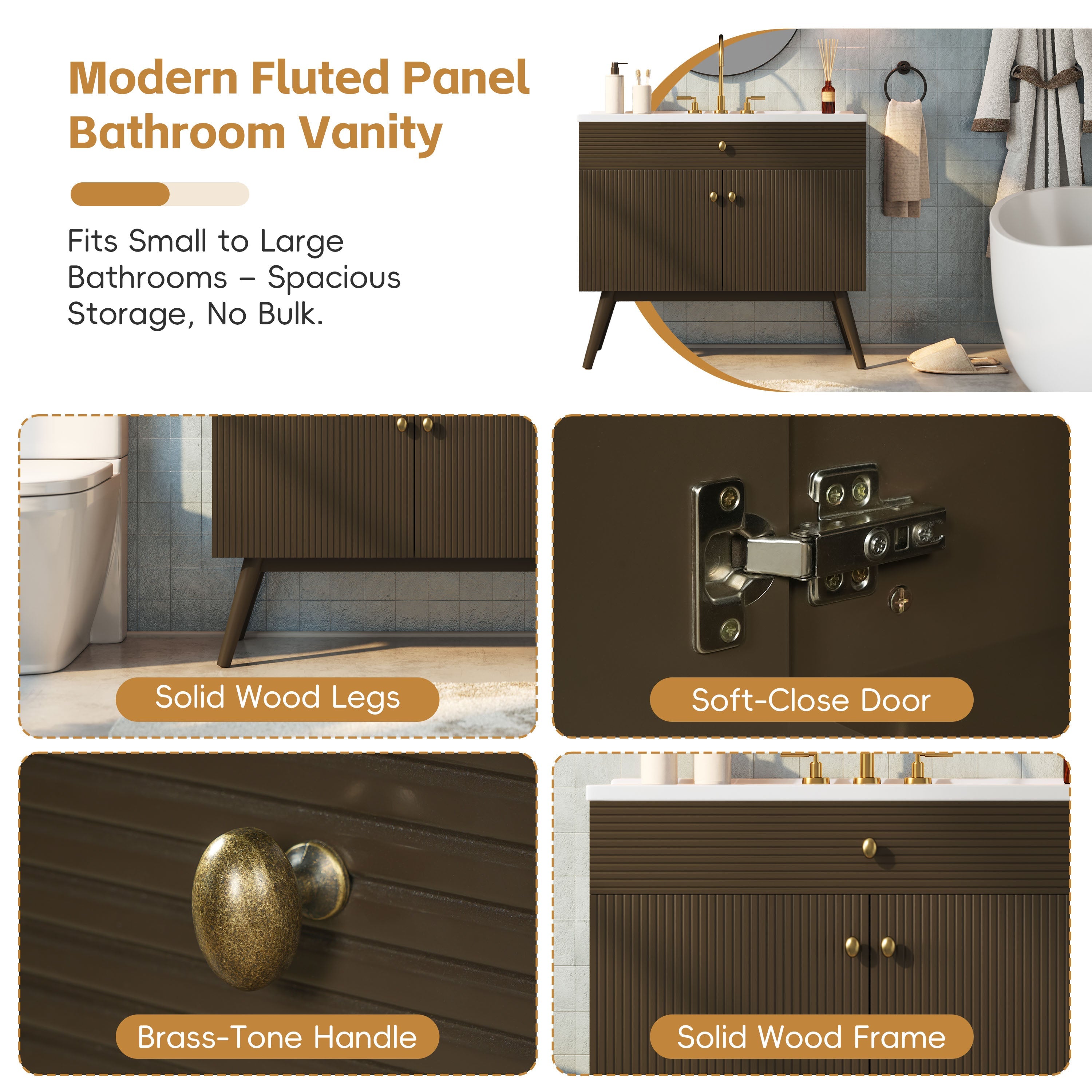 36" Luxury Striped Bathroom Vanity