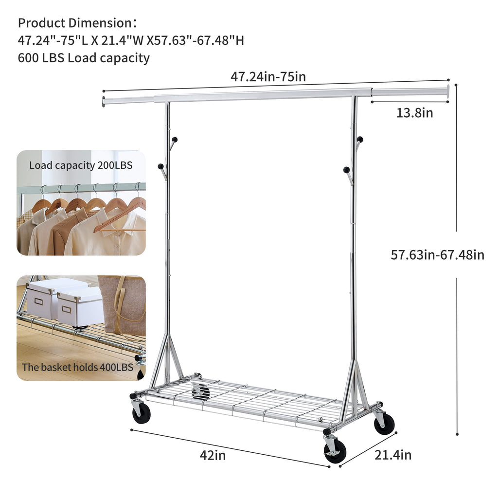 Heavy Duty Clothing Rack with Wheels